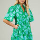 Waterlilly Floral Tomales Split Neck Shift Dress