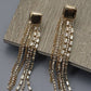Western Rhinestone Gold Fringe Earrings
