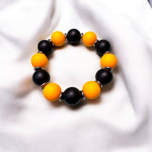 Black and Gold Game Day Chunky Bead Bracelet