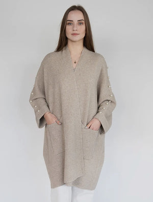 Poncho Cardigan with Bead Detail