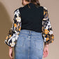 SALE Black and Gold Floral Sleeve Top