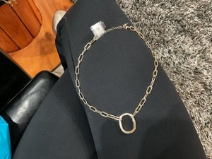 Round Open Pendant on Paperclip Chain