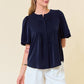 Pin Tuck Bubble Sleeve Blouse