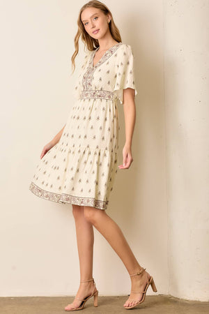 Border Print Knee Length Dress