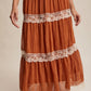 Fall for Me Tiered Lace-Trim Maxi Skirt