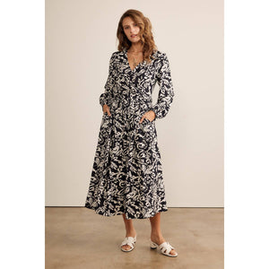 Printed Cross Tie Midi Dress