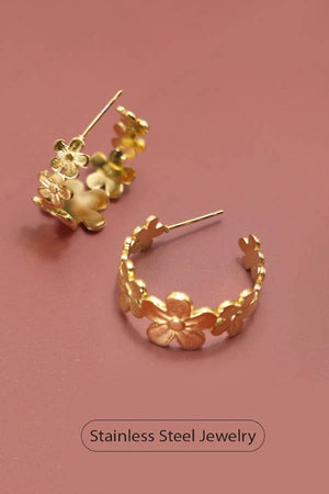 Gold Floral Hoop Earrings