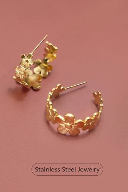 Gold Floral Hoop Earrings