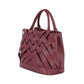 Woven detailed top handle small tote bag