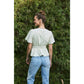 BUTTON-DOWN COTTON EYELET BLOUSE WITH SMOCKED BACK