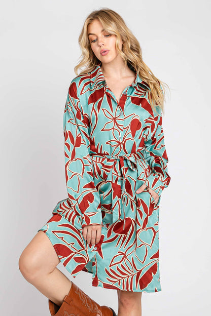 Fun In The Sun Satin Shirt Dress
