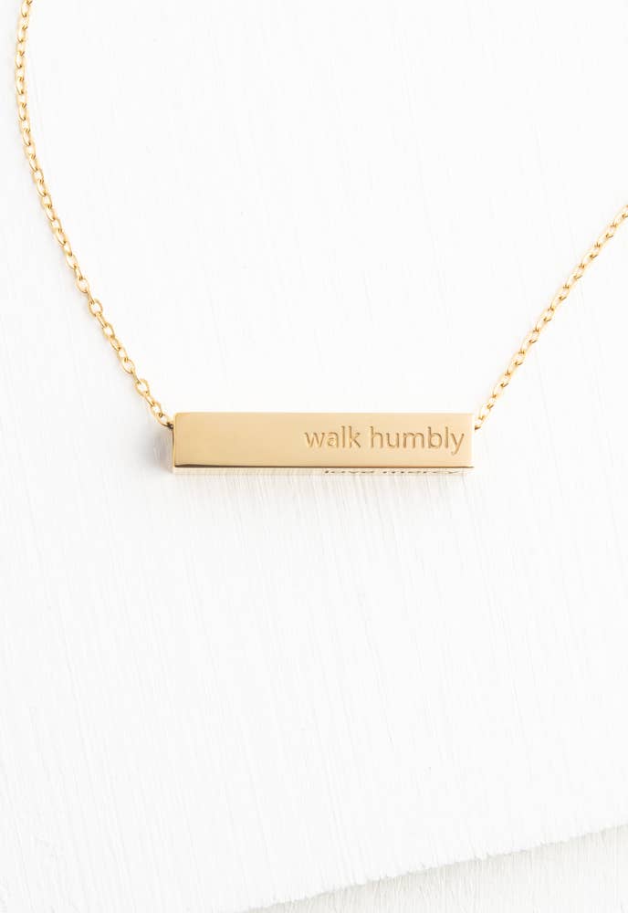 Walk Humbly Bar Necklace