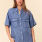 Oversized Denim Button Down Top