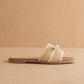 The Andrea | Natural Bow Raffia Slide – Feminine Summer Flat