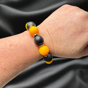 Black and Gold Game Day Chunky Bead Bracelet