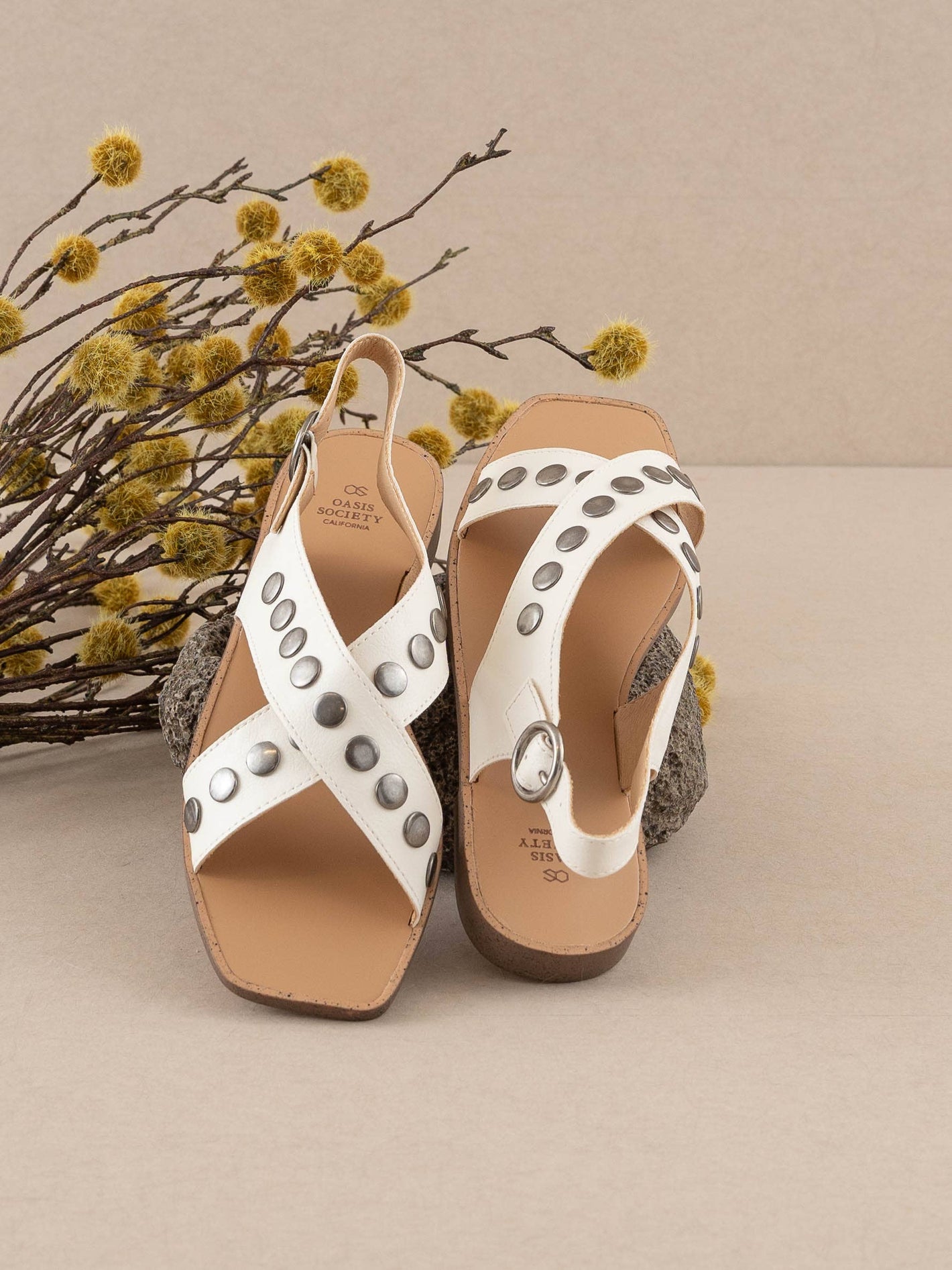 The Kylie White | Studded Cross Band Sandal