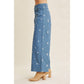 Embroidered Cotton Wide Leg Pants