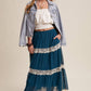 Fall for Me Tiered Lace-Trim Maxi Skirt