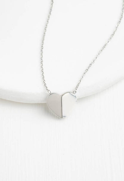 Alexis Silver Heart Necklace- Stainless Steel Charm Necklace