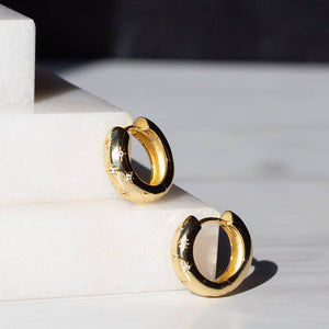 Gilded Gold Earrings-Star Hoops | Jewelry