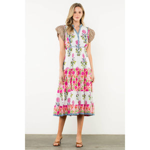 JoJo Flutter Sleeve Tiered Floral Maxi Dress