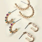 Hoop Earring Trio Rhinestone