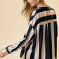 Oversized Striped Satin Button Down Blouse