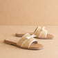 The Andrea | Natural Bow Raffia Slide – Feminine Summer Flat