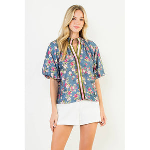 Rory Puff Sleeve Floral Detail Top