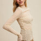 Semi Sheer Textured Lace Long-Sleeve Layering Top