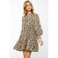 Long Sleeve Tiered Print Dress