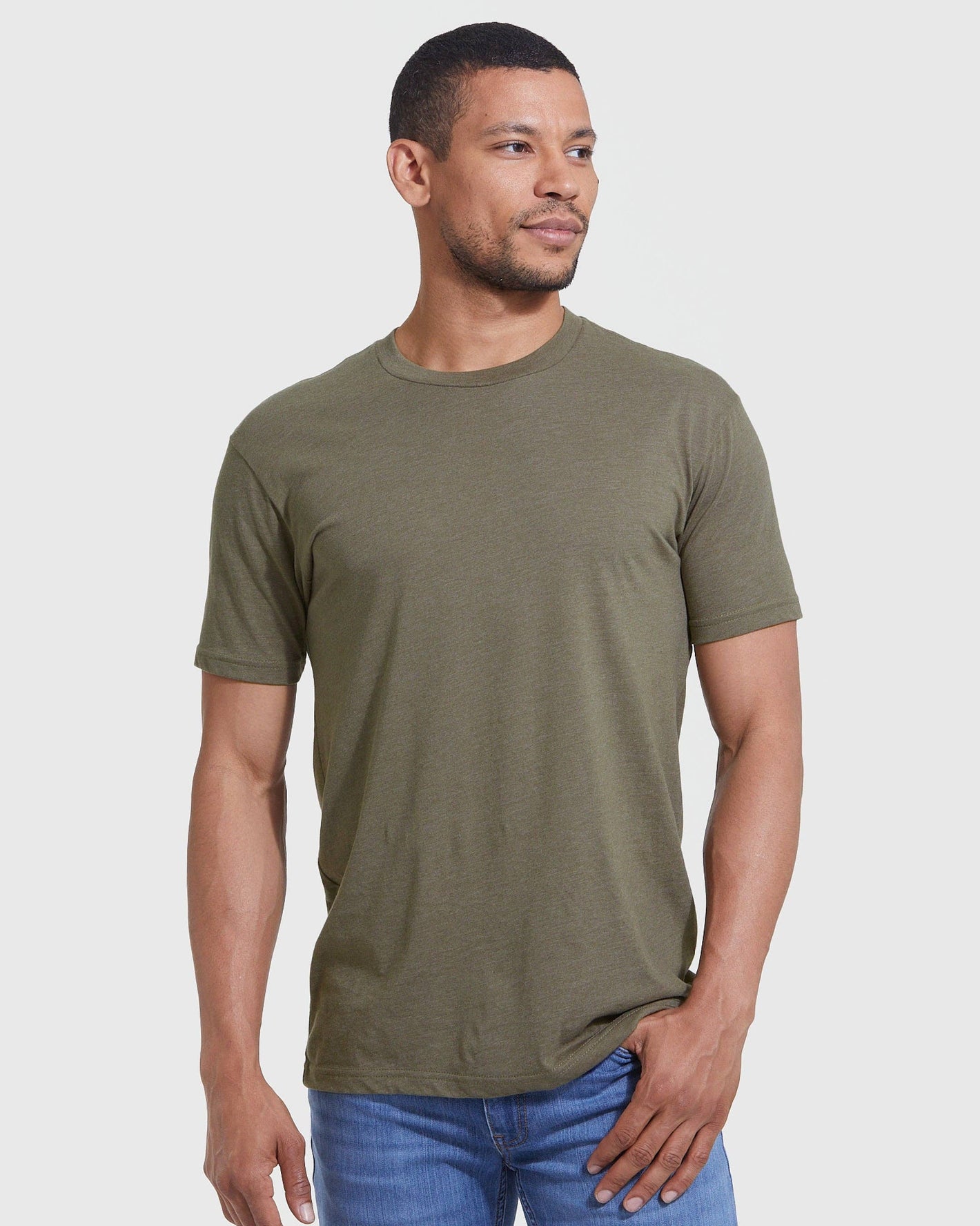 Short Sleeve T-Shirt | Crew Neck | Heather Military Green