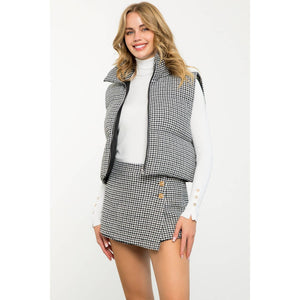 Houndstooth Puff Vest
