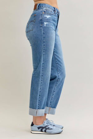 High Waisted Boyfriend Criss-Cross Single Cuff