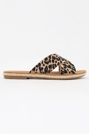 Cross Strap Leopard Sandal