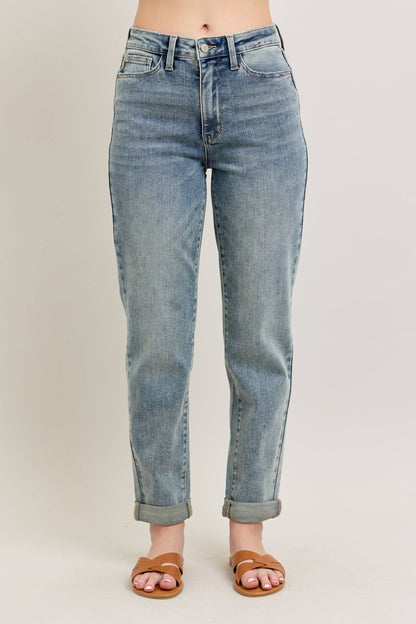Vintage Wash Double Roll Cuff Boyfriend