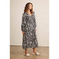 Printed Cross Tie Midi Dress