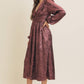 SALE SHINY NIGHTTIME METALLIC PLUNGE NECK MIDI DRESS