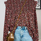 SALE Fashion-W Ditsy Floral Smocked Ruffled Blouse
