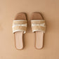 The Andrea | Natural Bow Raffia Slide – Feminine Summer Flat