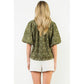 Puff Sleeve Corduroy Flower Top