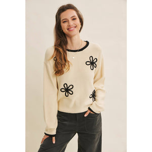 Floral Appliqué Sweater