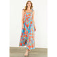 Joslyn Tie Strap Flower Print Maxi Dress