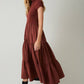 Mock Neck Knit & Woven Mixed Monochromatic Dress