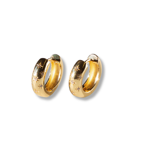 Gilded Gold Earrings-Star Hoops | Jewelry
