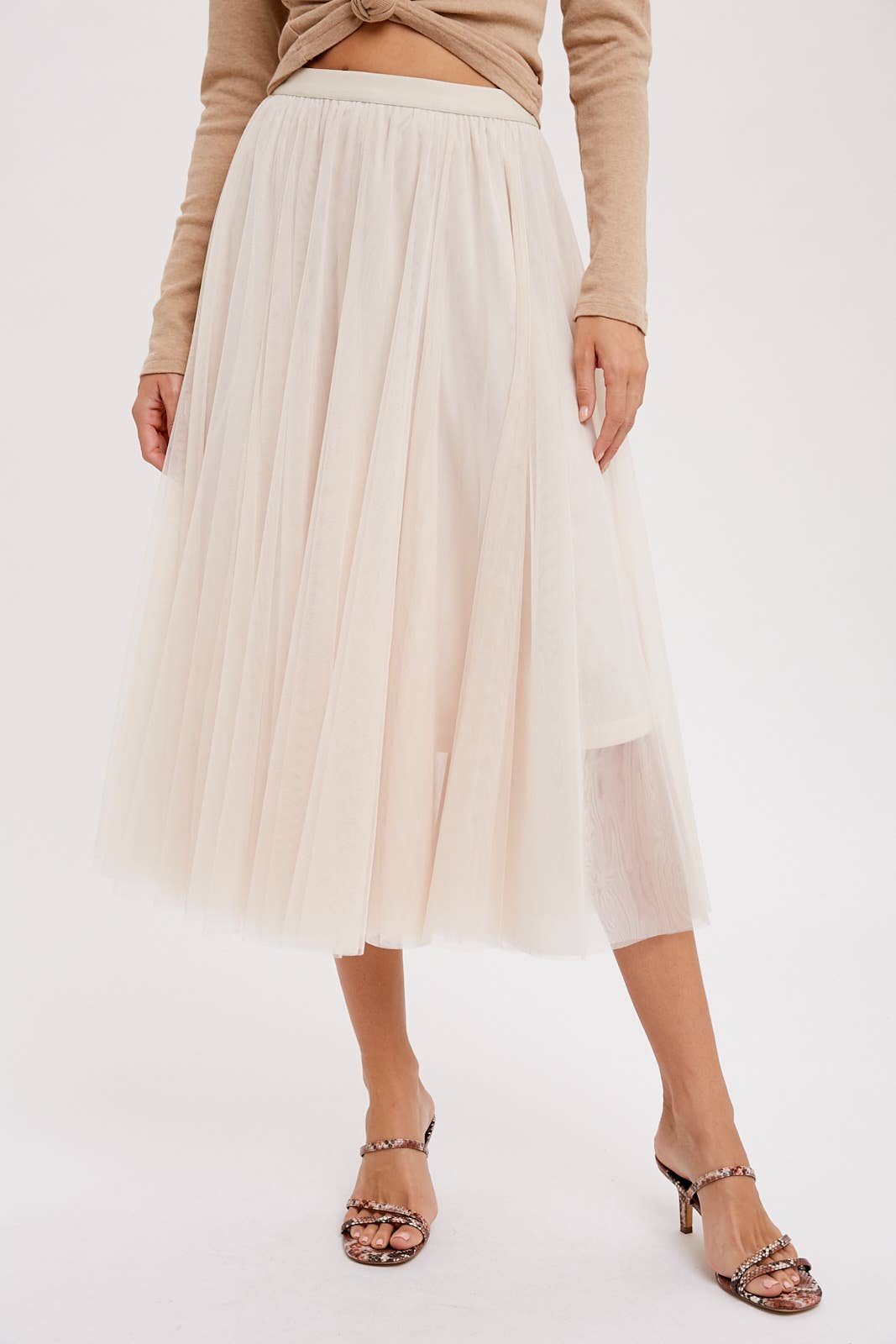 Tulle Midi Skirt Shell