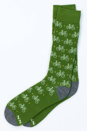 Bicycle Repeat -  Green Cotton Sock Alynn