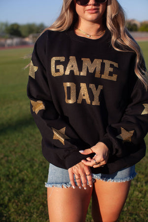 Black & gold full glitter game day sweatshirt
