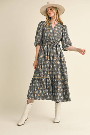 Sweetheart Lace Trim Midi Dress