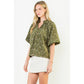 Puff Sleeve Corduroy Flower Top